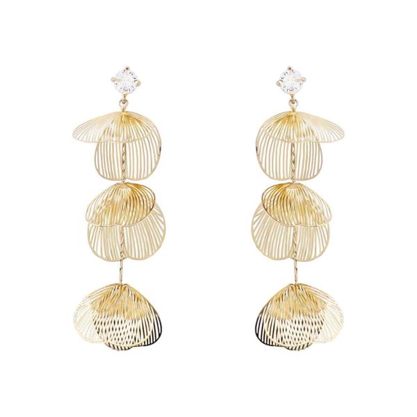 METAL DANGLE PETAL EARRINGS