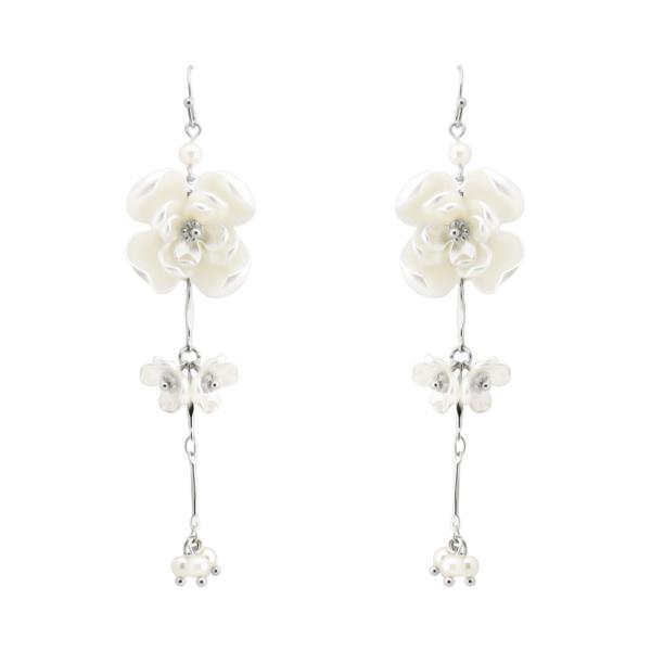 PEARL FLOWER FISH HOOK EARRINGS
