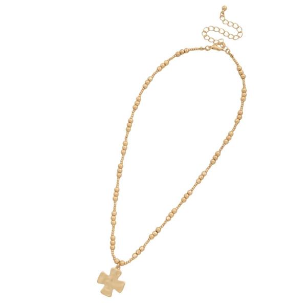 METAL CROSS PENDANT BEADED NECKLACE