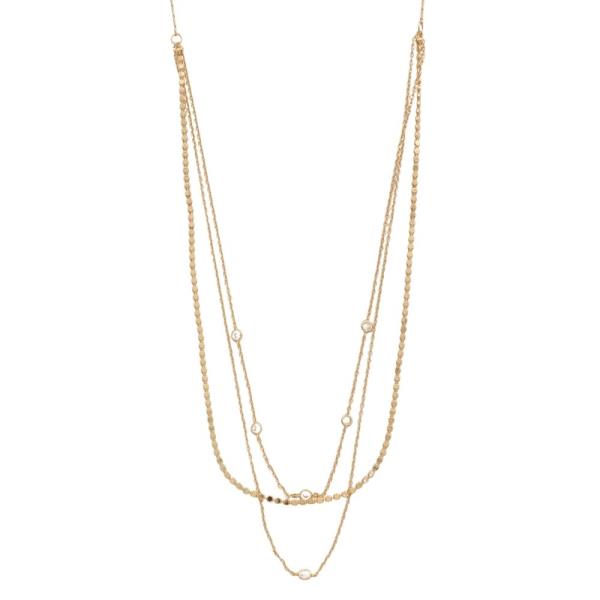 METAL MULTI LAYER CHAIN BEAD LAYERED NECKLACE