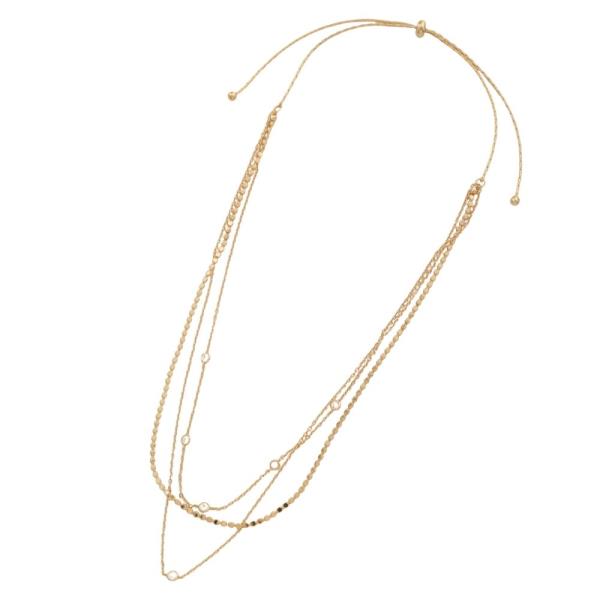 METAL MULTI LAYER CHAIN BEAD LAYERED NECKLACE