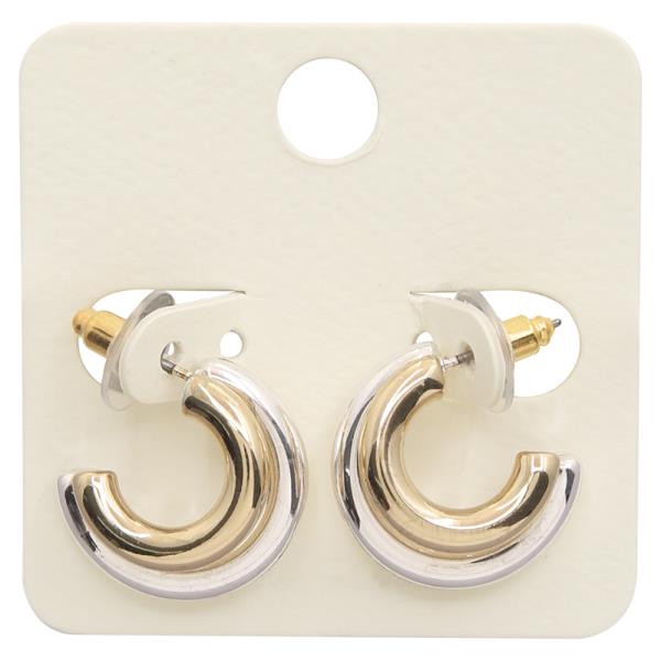 DOUBLE TWO TONE OPEN ROUND EARRING