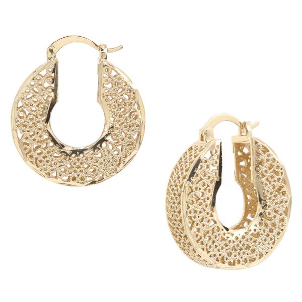 ROUND METAL PATTERN DESIGN EARRING