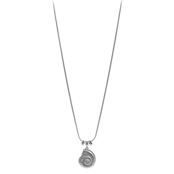 SHELL SHAPED METAL PENDANT SHORT NECKLACE
