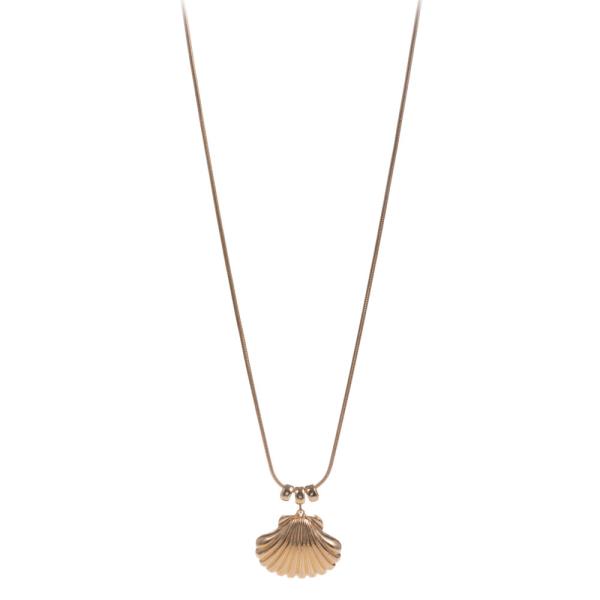 SHELL SHAPED METAL PENDANT SHORT NECKALCE