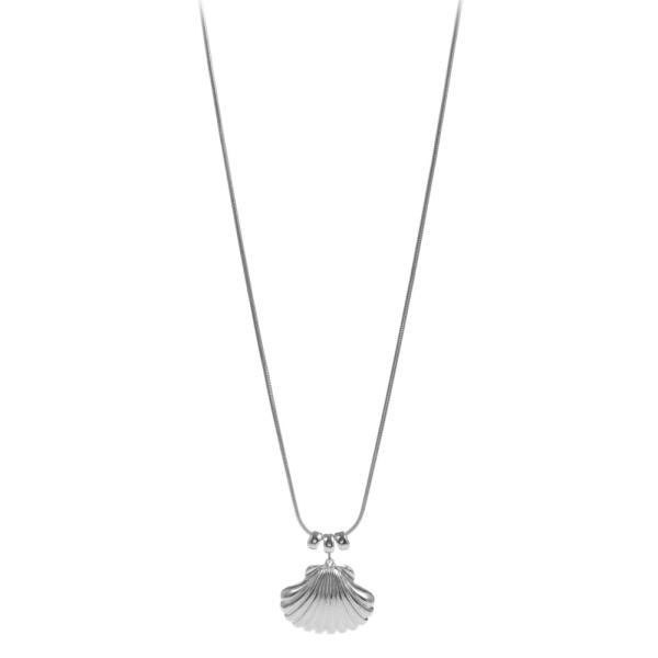 SHELL SHAPED METAL PENDANT SHORT NECKALCE