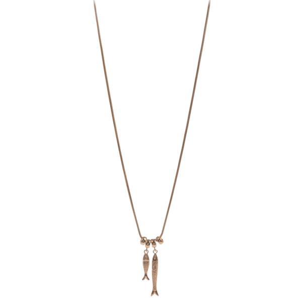 SARDINES SHAPED METAL PENDANT SHORT NECKLACE