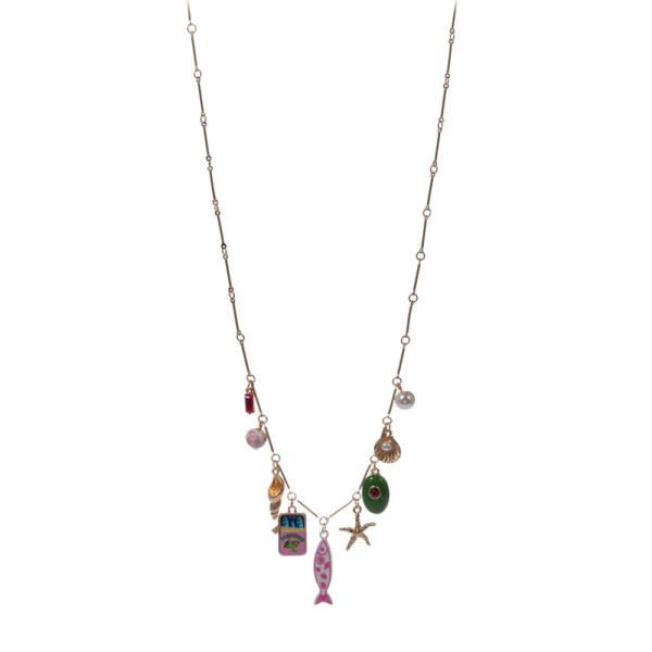 AMALFI COAST ICON SHAPED ENAMELED CHARMS  SHORT NECKLACE