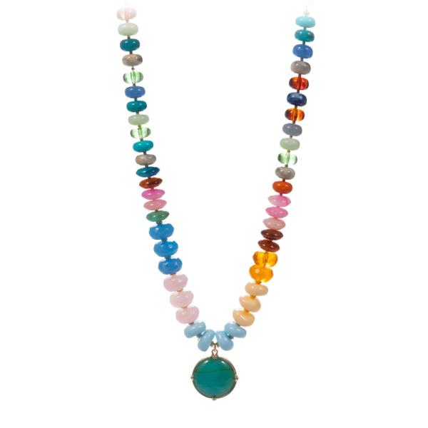STONE WITH MULTI COLOR BEAD SHORT NECKLACE