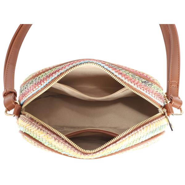 COLORFUL STRIPED STRAW DESIGN CROSSBODY BAG