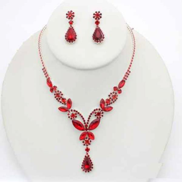 MARQUISE TEARDROP RHINESTONE PENDANT NECKLACE EARRING SET