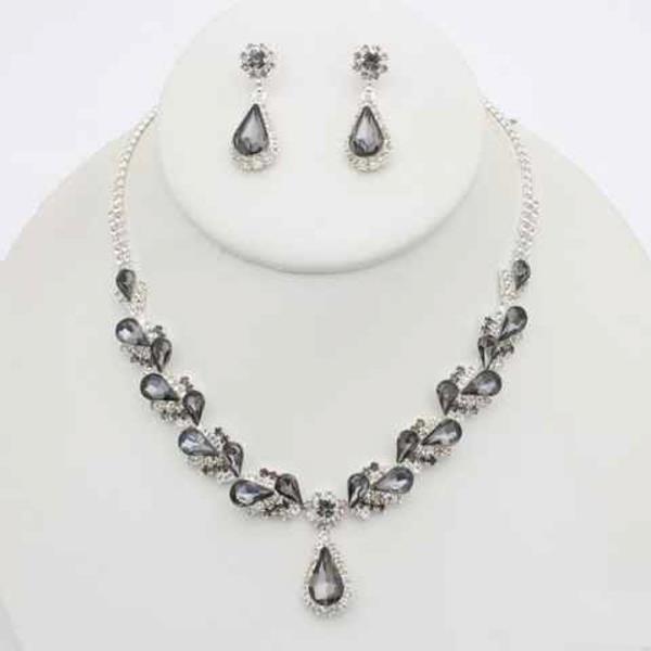 MARQUISE TEARDROP RHINESTONE PENDANT NECKLACE EARRING SET