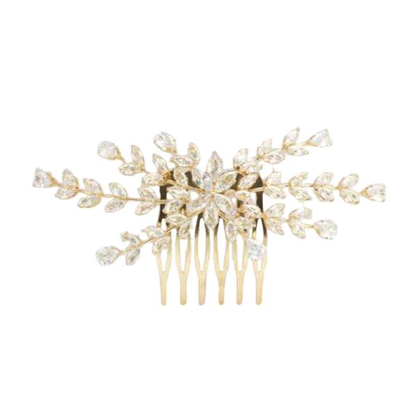CZ LEAF RHINESTONE HAIR COMB