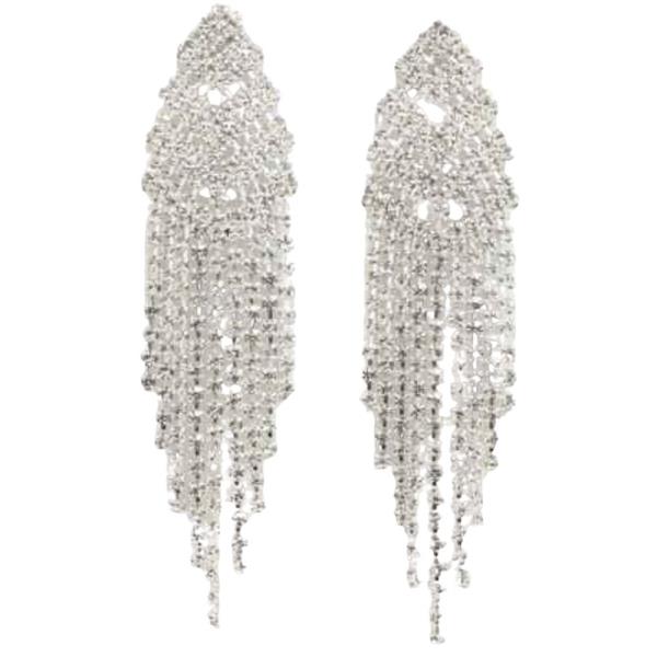 RHINESTONE FRINGE DANGLE EARRING