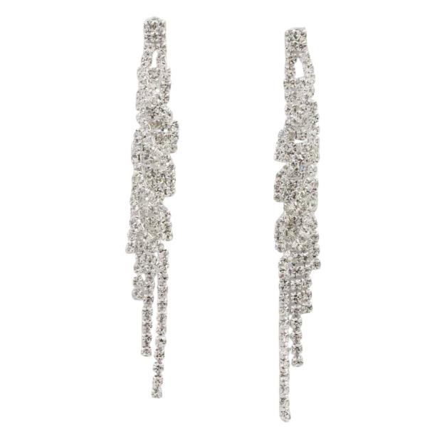RHINESTONE TASSEL LINEAR DANGLE EARRING