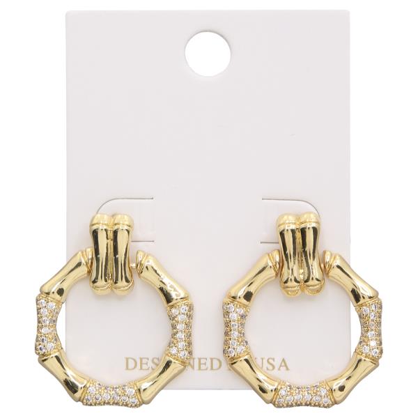 ROUND SHAPED RHINESTONE METAL EARRING