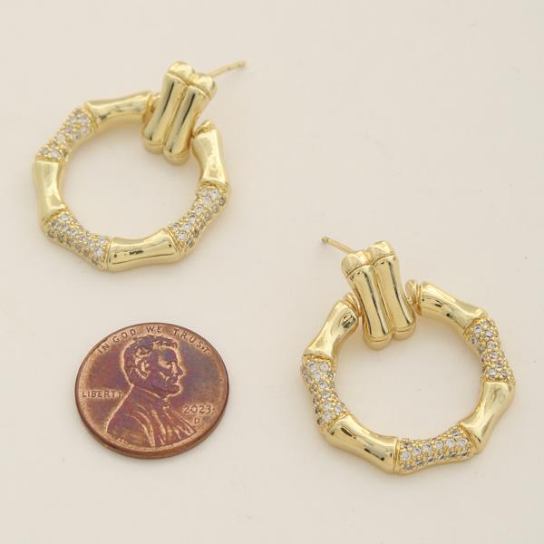 ROUND SHAPED RHINESTONE METAL EARRING