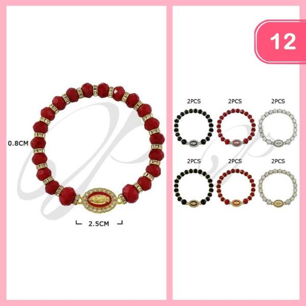 VIRGIN MARY BEADED BRACELET (12 UNITS)