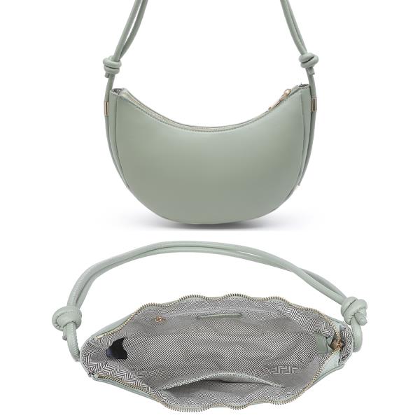 CURVED SMOOTH ZIPPER SHOULDER BAG