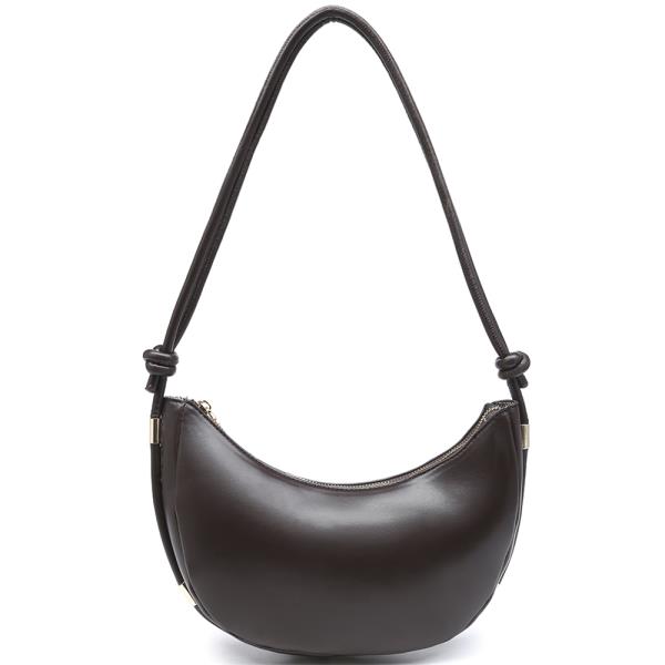CURVED SMOOTH ZIPPER SHOULDER BAG