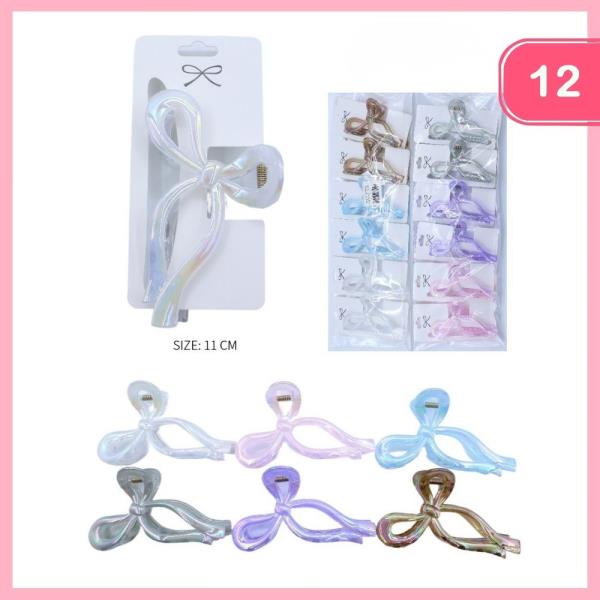 BOW ACRYLIC HAIR CLAW CLIP (12 UNITS)