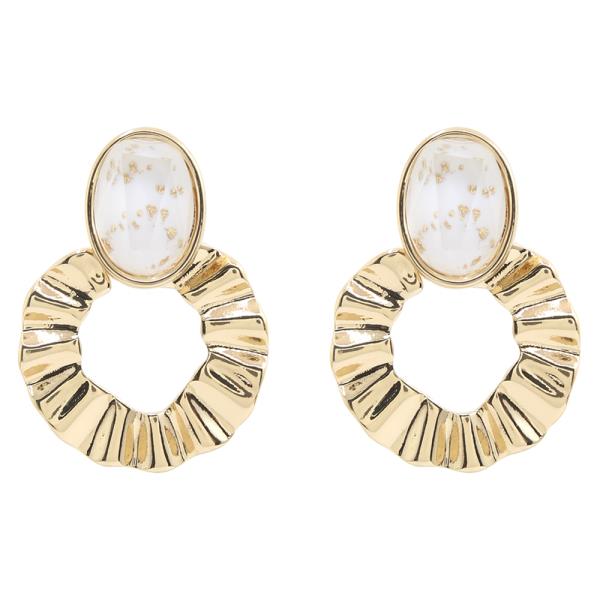 SODAJO OVAL STONE OPEN CIRCULAR GOLD DIPPED EARRING
