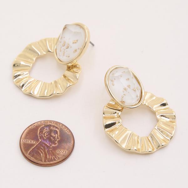 SODAJO OVAL STONE OPEN CIRCULAR GOLD DIPPED EARRING