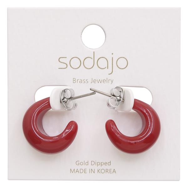 SODAJO OPEN COLOR HALF HOOP GOLD DIPPED EARRING