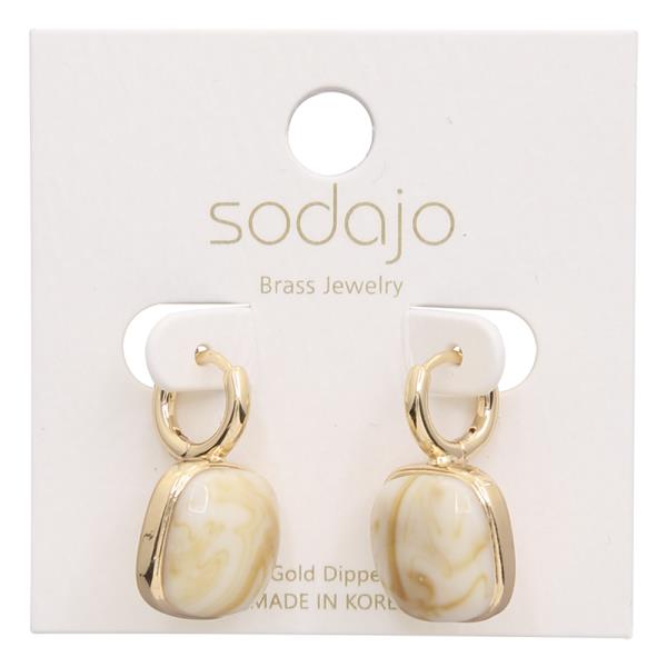 SODAJO SQUARED MARBLED GOLD DIPPED EARRING