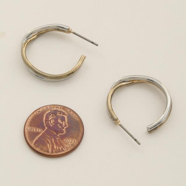 SODAJO TWO TONE OPEN HOOP GOLD DIPPED EARRING