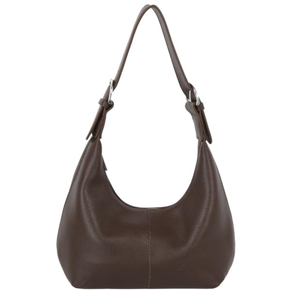 CURVED TEXTURED ZIPPER SHOULDER HOBO W STRAP