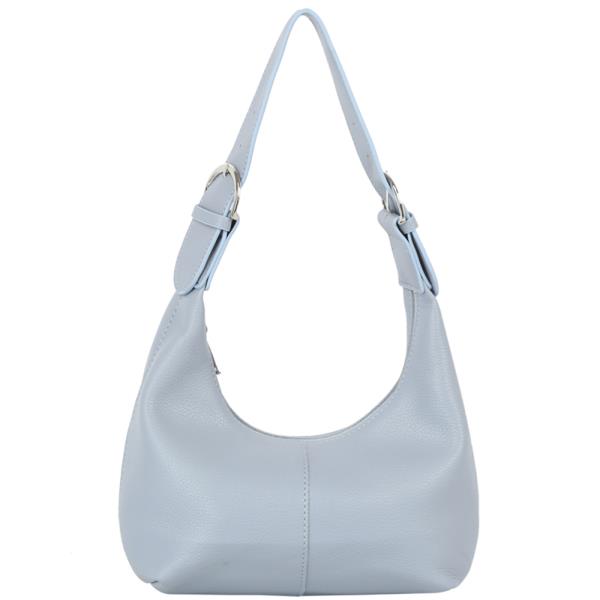 CURVED TEXTURED ZIPPER SHOULDER HOBO W STRAP