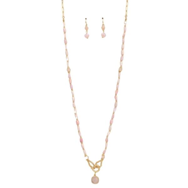 BEADED PENDANT NECKLACE EARRING SET