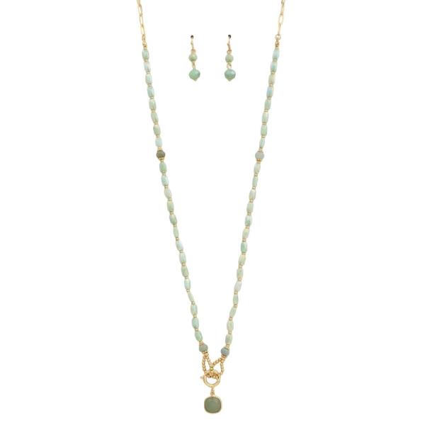 BEADED PENDANT NECKLACE EARRING SET