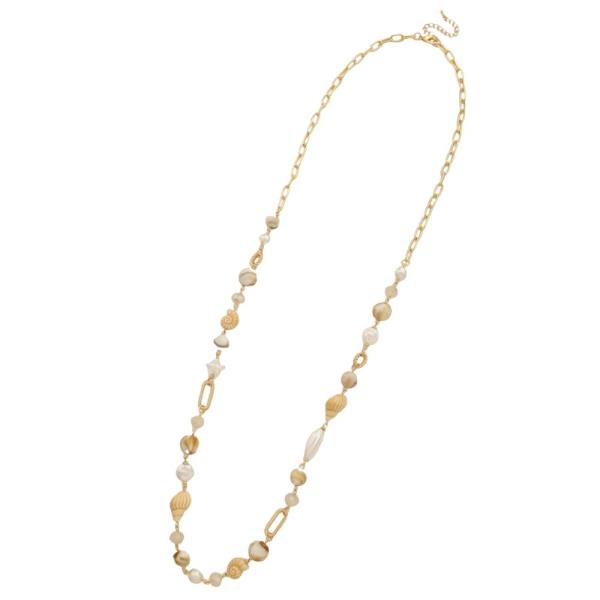 METAL STONE BEADED LONG NECKLACE EARRING SET