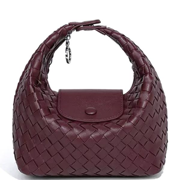 CHIC ROUND WOVEN DESIGN HANDLE BAG