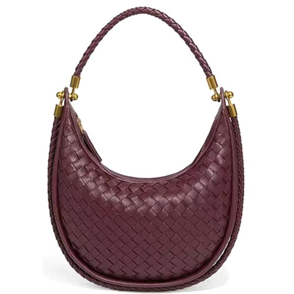 CURVED WOVEN DESIGN SHOULDER BAG