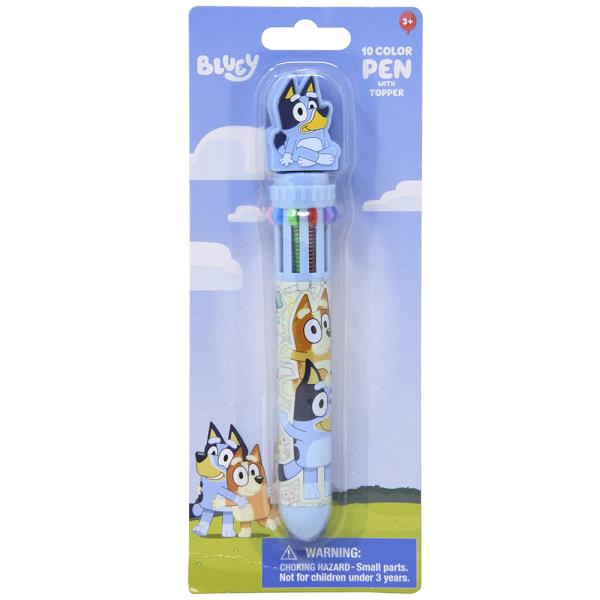 BLUEY 10 COLOR PEN W CHARACTER TOPPER