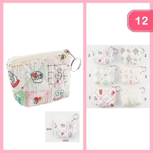 FABRIC COIN PURSE KEYCHAIN (12 UNITS)