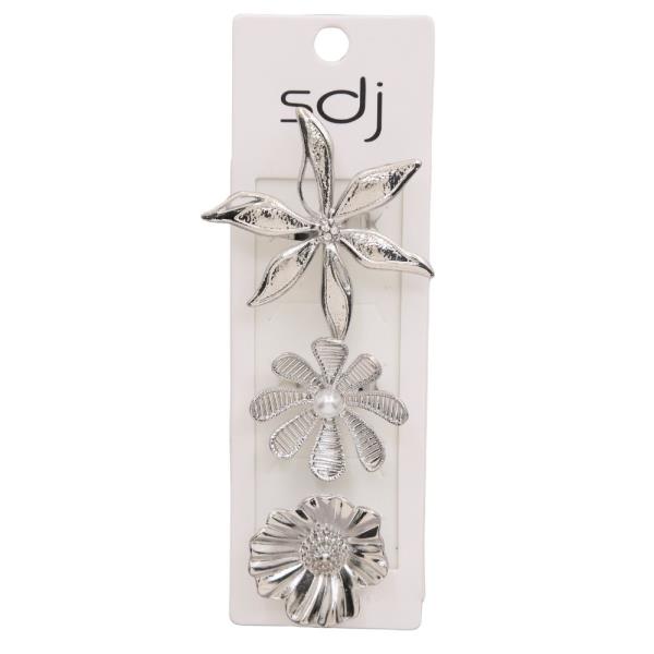 SDJ FLORAL TEXTURED METAL MULTI RING SET