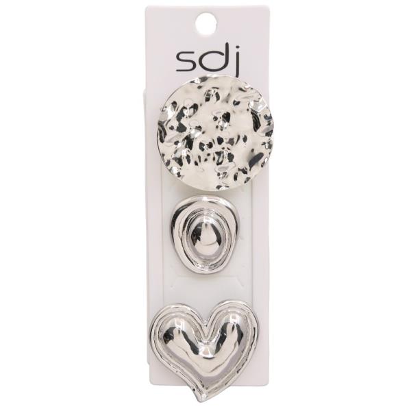 SDJ HEART TEXTURED METAL MULTI RING SET
