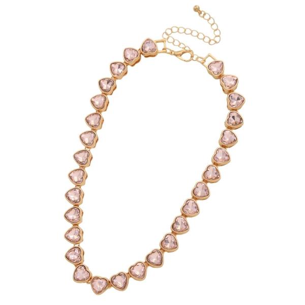 SDJ RHINESTONE HEART TENNIS NECKLACE