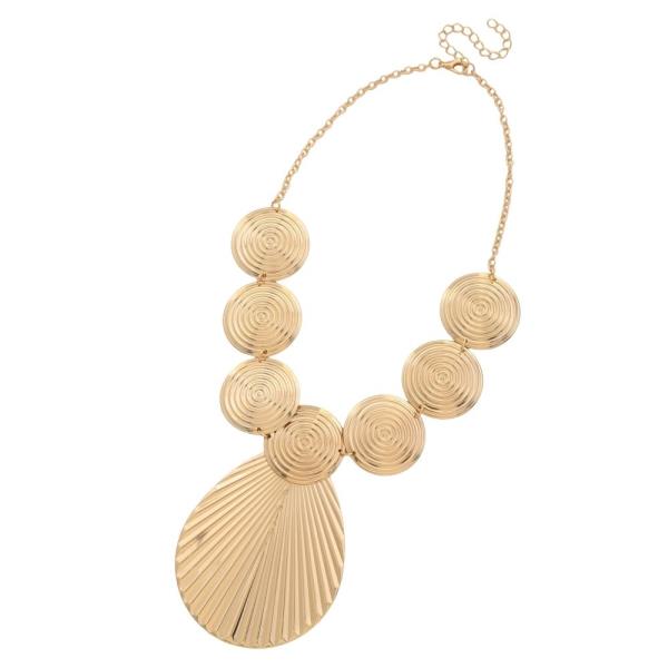 SDJ METAL DISC FAN STATEMENT NECKLACE