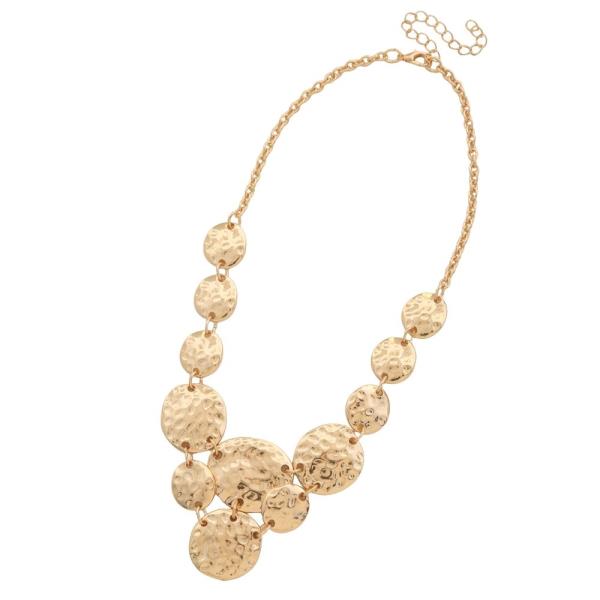 SDJ ROUND METAL DISC CLUSTER STATEMENT NECKLACE