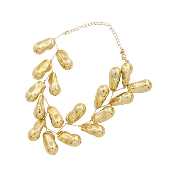 SDJ ORGANIC TEARDROP METAL STATEMENT NECKLACE