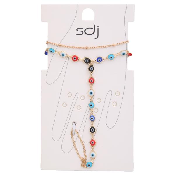 SDJ EVIL EYE DROP BRACELET RING CHAIN