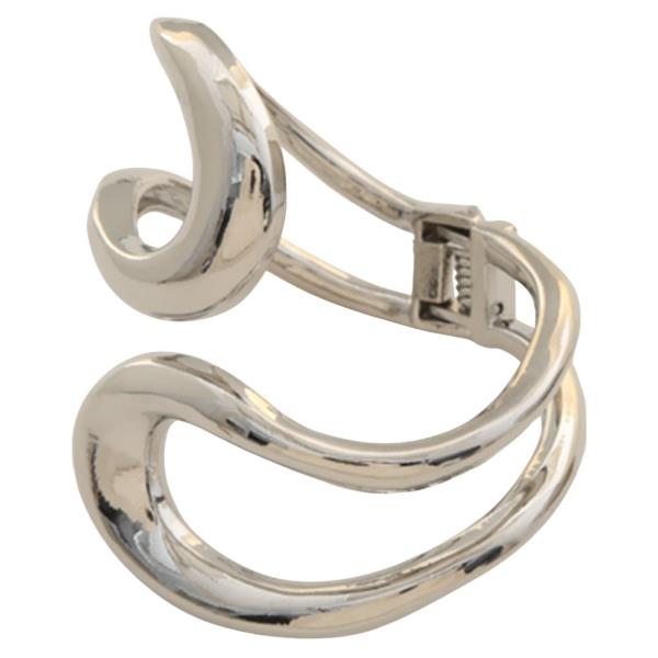 SDJ DOUBLE CURVE HINGED METAL CUFF BRACELET