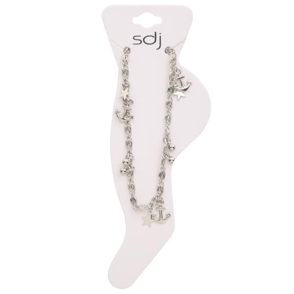 SDJ ANCHOR CHARM LAYERED METAL CHAIN ANKLET
