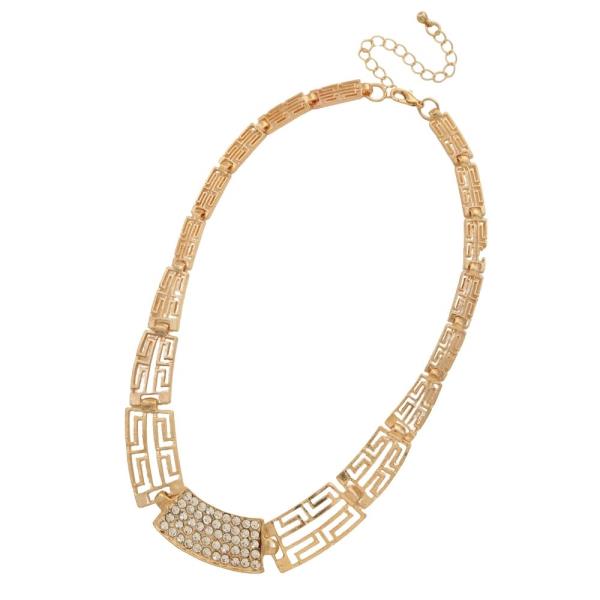 SDJ GREEK PATTERN RHINESTONE STATEMENT NECKLACE