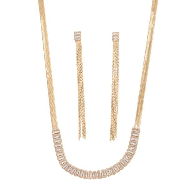 SDJ MULTI STRAND CRYSTAL NECKLACE EARRING SET